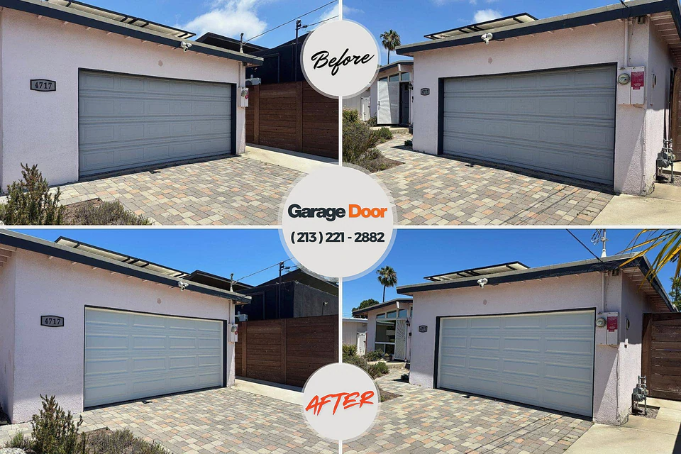 Before and after: garage door repair Pittsburg, TX